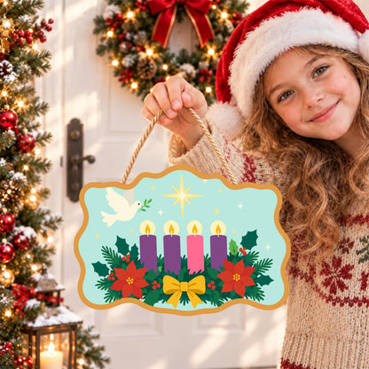Peace Dove Over Advent Candles paint by numbers hanging sign – image 13