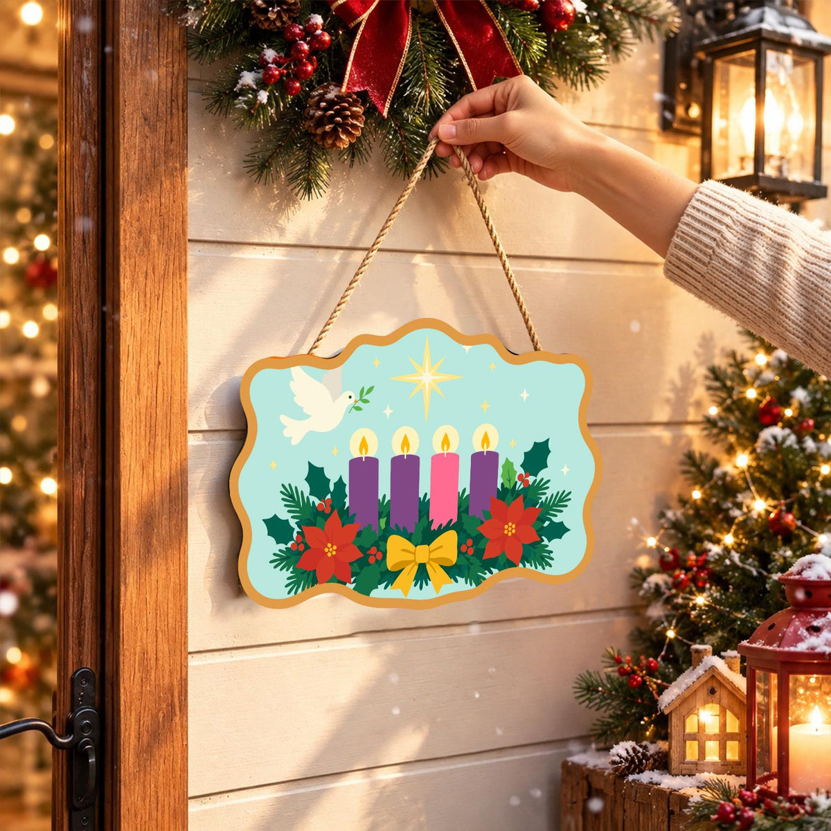 Peace Dove Over Advent Candles paint by numbers hanging sign – image 14