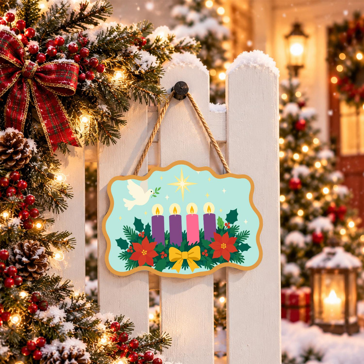 Peace Dove Over Advent Candles paint by numbers hanging sign – image 15