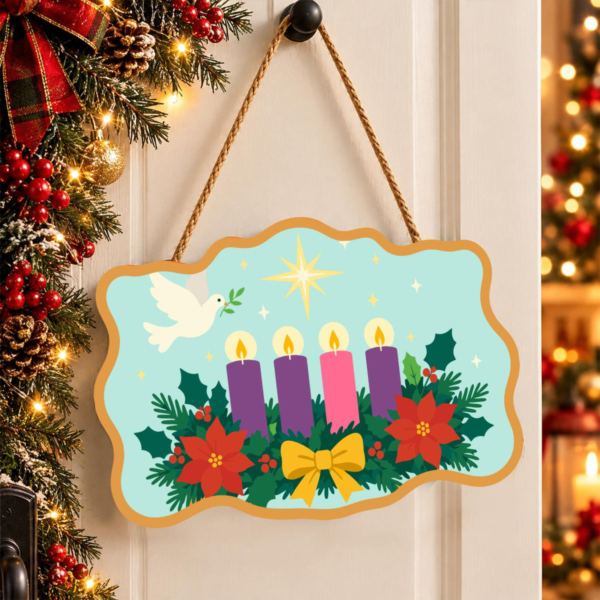 Peace Dove Over Advent Candles paint by numbers hanging sign – image 16