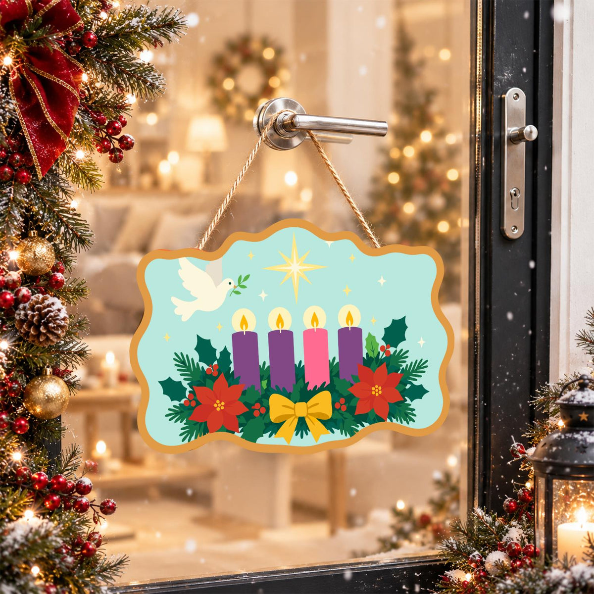 Peace Dove Over Advent Candles paint by numbers hanging sign – image 17