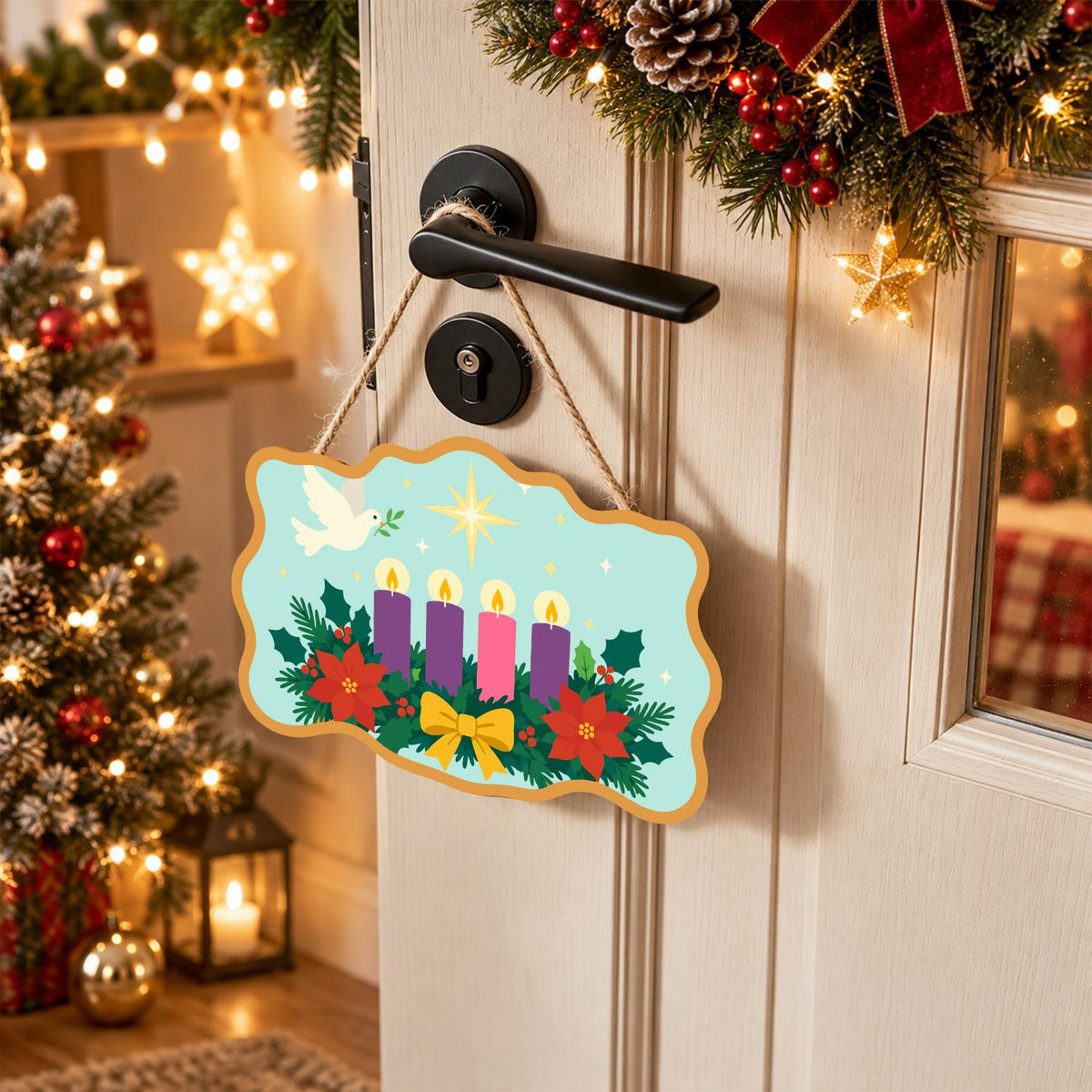 Peace Dove Over Advent Candles paint by numbers hanging sign – image 18