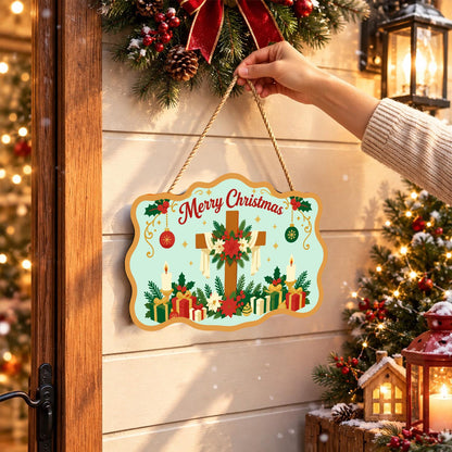 Poinsettia Cross and Candles paint by numbers hanging sign – image 14
