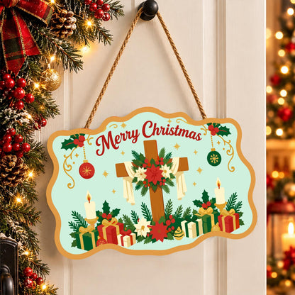 Poinsettia Cross and Candles paint by numbers hanging sign – image 16
