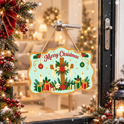 Poinsettia Cross and Candles paint by numbers hanging sign – image 17