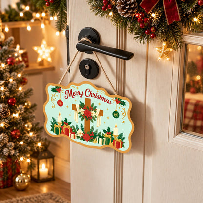 Poinsettia Cross and Candles paint by numbers hanging sign – image 18