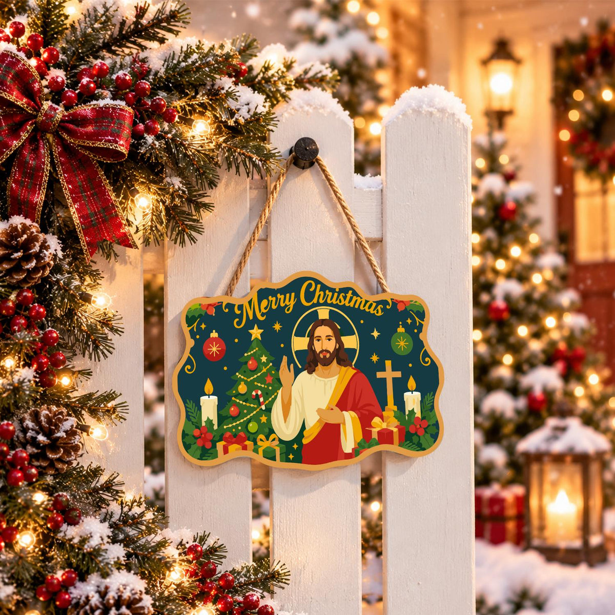 Jesus Between Tree and Cross paint by numbers hanging sign – image 15