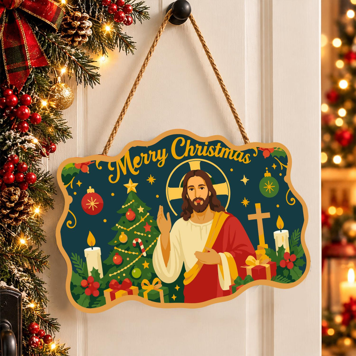 Jesus Between Tree and Cross paint by numbers hanging sign – image 16