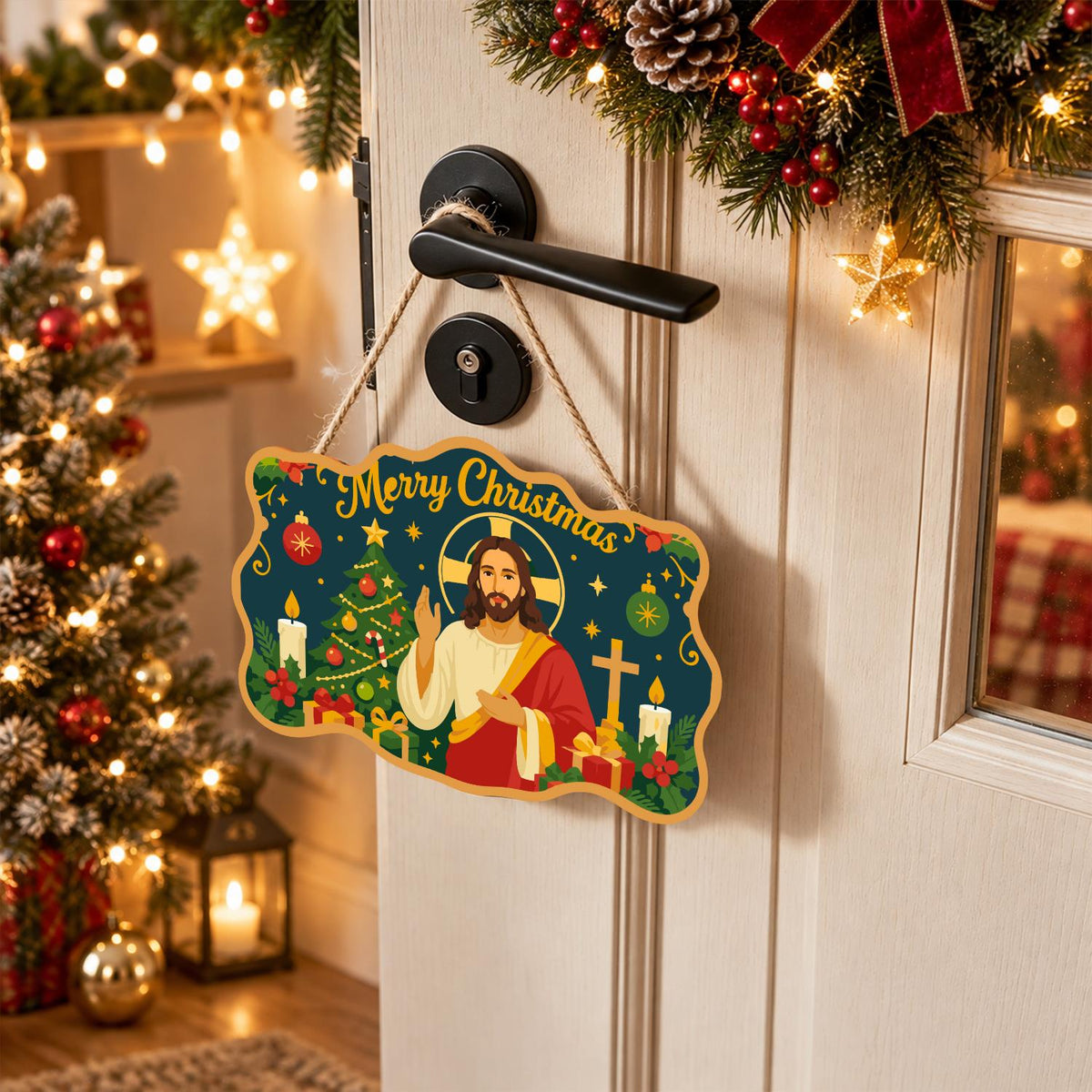 Jesus Between Tree and Cross paint by numbers hanging sign – image 18