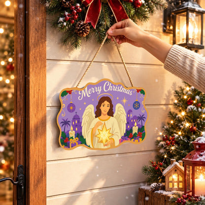 Dark-Haired Angel with Starlight paint by numbers hanging sign – image 14