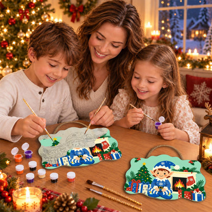Blue Snowflake Elf by the Hearth paint by numbers hanging sign – image 12