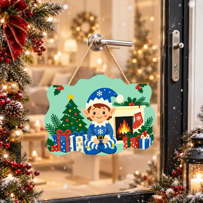 Blue Snowflake Elf by the Hearth paint by numbers hanging sign – image 17