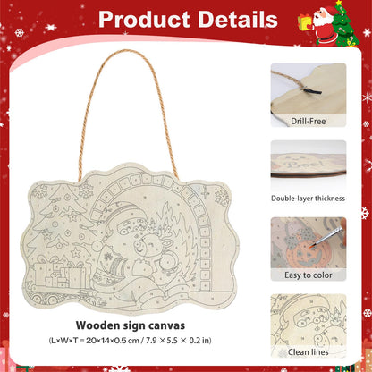 Santa's Fireside Reindeer Hug paint by numbers hanging sign – image 5