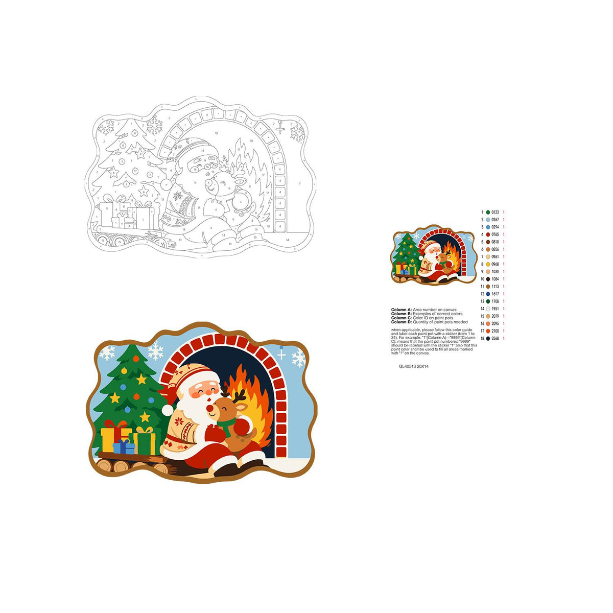 Santa's Fireside Reindeer Hug paint by numbers hanging sign – image 19