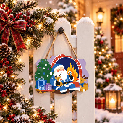 Blue-Suited Santa with Candy Cane paint by numbers hanging sign – image 15