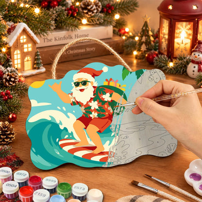 Candy Cane Surfboard Santa paint by numbers hanging sign – image 7