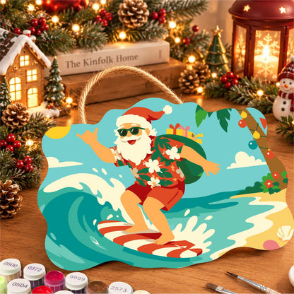 Candy Cane Surfboard Santa paint by numbers hanging sign – image 8