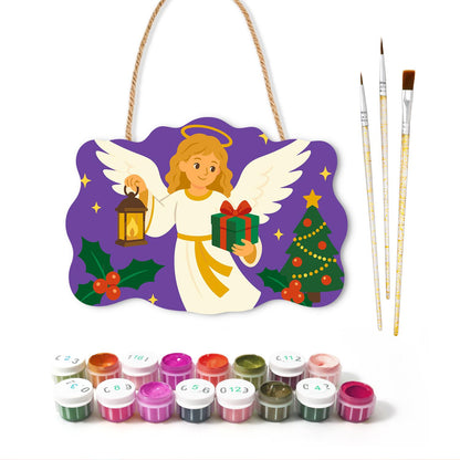 Lantern Angel with Green Gift paint by numbers hanging sign – image 2