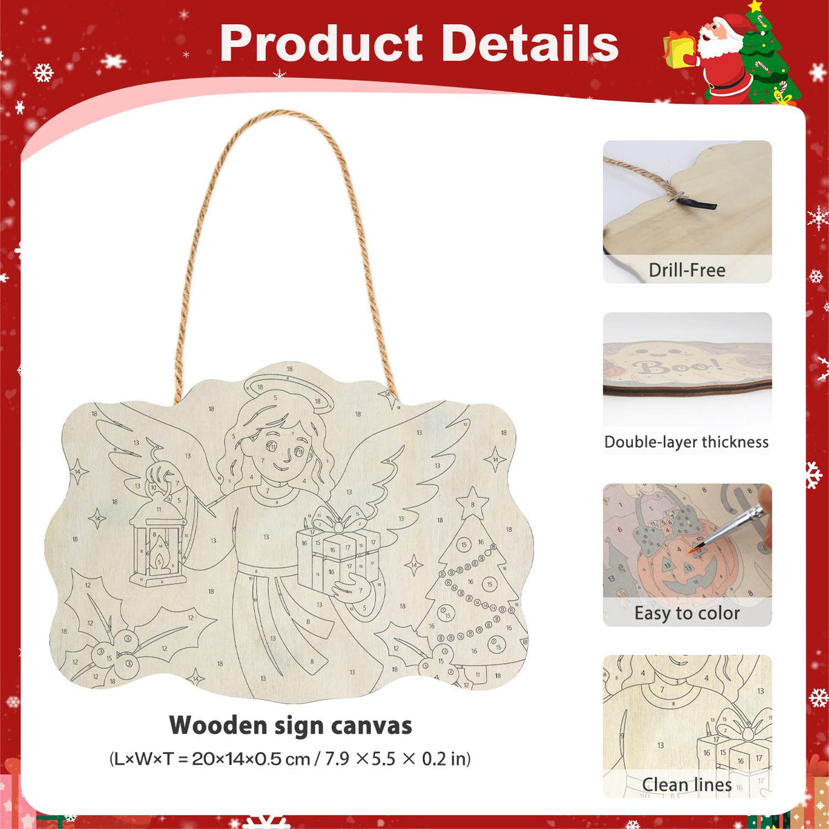 Lantern Angel with Green Gift paint by numbers hanging sign – image 5