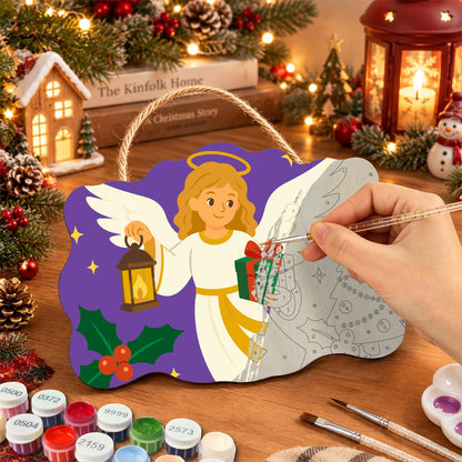 Lantern Angel with Green Gift paint by numbers hanging sign – image 7
