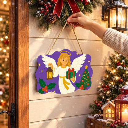 Lantern Angel with Green Gift paint by numbers hanging sign – image 14