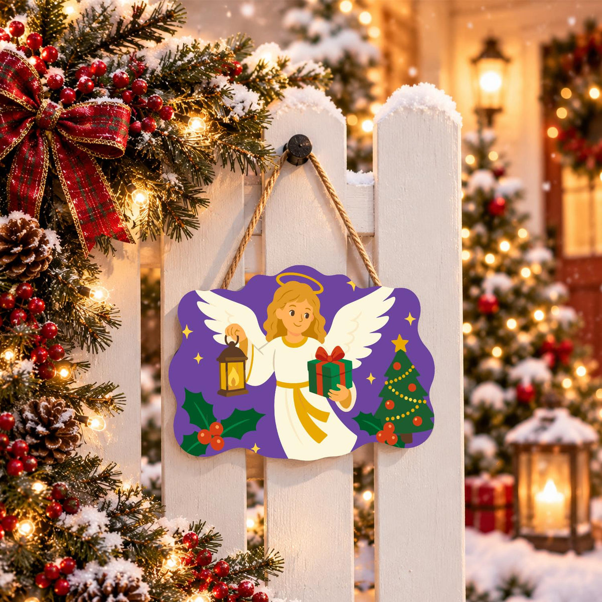 Lantern Angel with Green Gift paint by numbers hanging sign – image 15