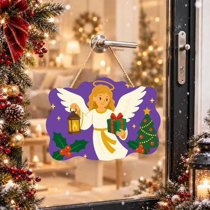 Lantern Angel with Green Gift paint by numbers hanging sign – image 17
