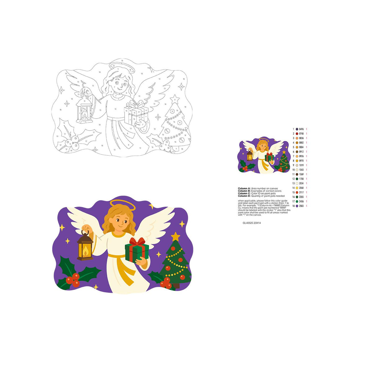 Lantern Angel with Green Gift paint by numbers hanging sign – image 19