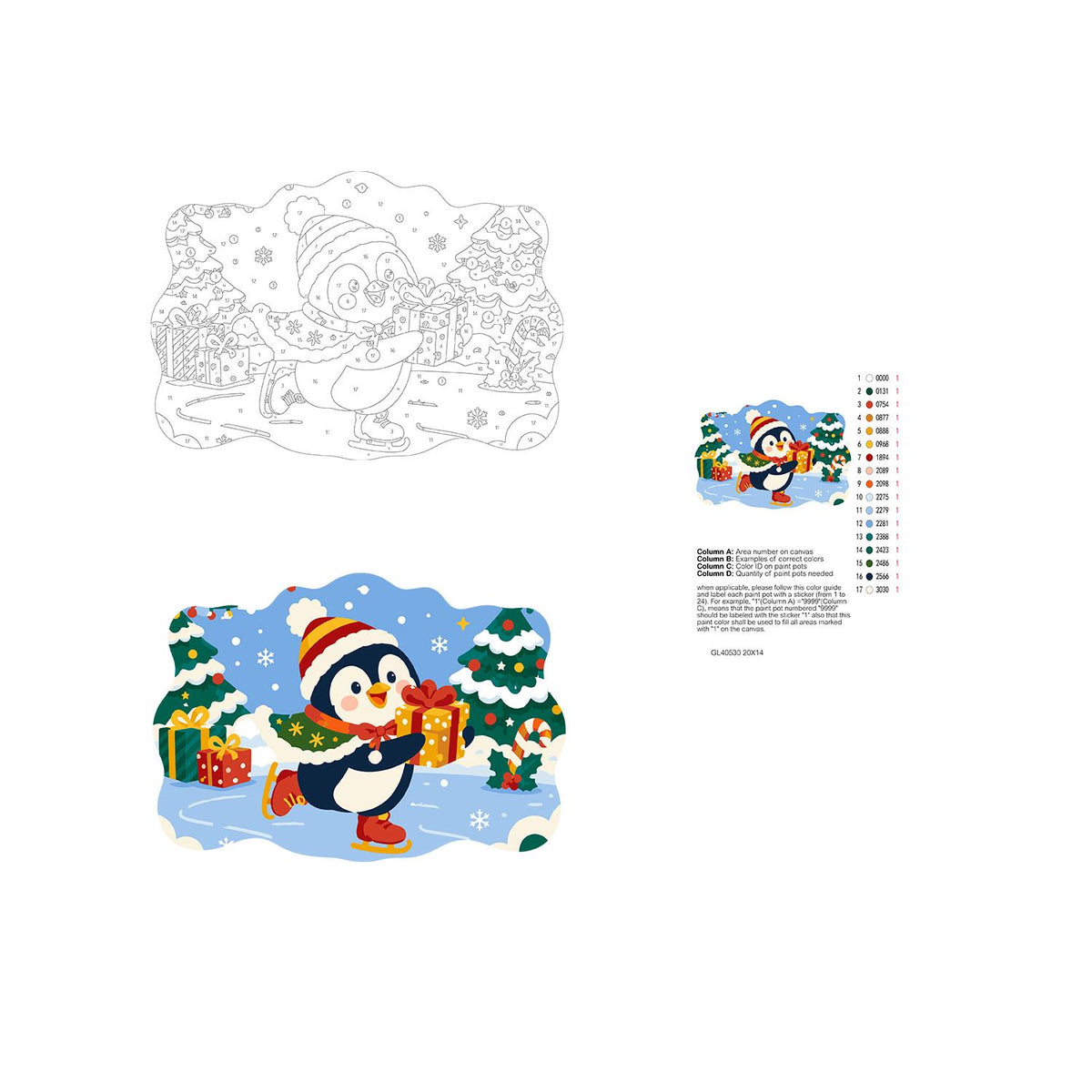Skating Penguin with a Present paint by numbers hanging sign – image 19