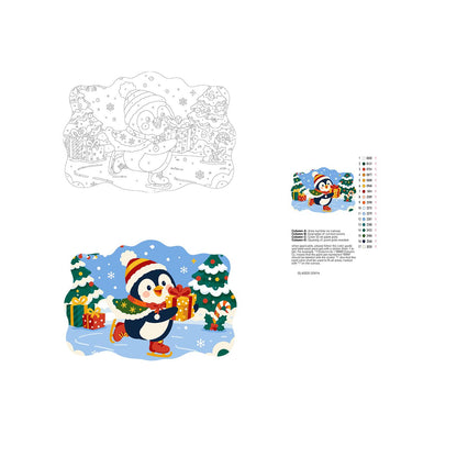 Skating Penguin with a Present paint by numbers hanging sign – image 19