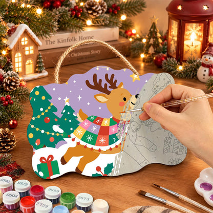 Patchwork Blanket Reindeer paint by numbers hanging sign – image 7