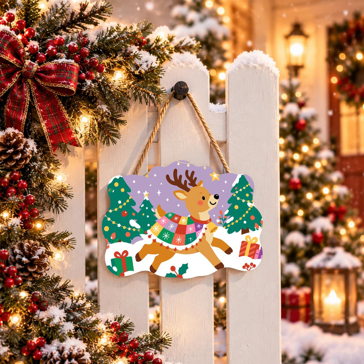 Patchwork Blanket Reindeer paint by numbers hanging sign – image 15