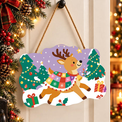 Patchwork Blanket Reindeer paint by numbers hanging sign – image 16