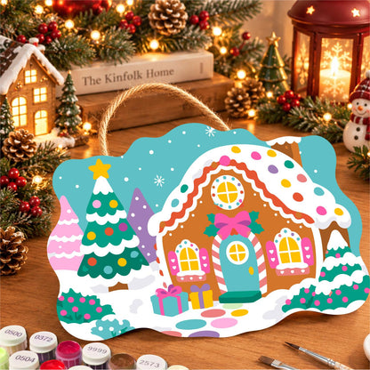Gumdrop Gingerbread Cottage paint by numbers hanging sign – image 8