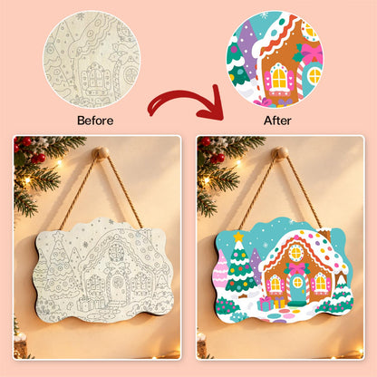 Gumdrop Gingerbread Cottage paint by numbers hanging sign – image 10