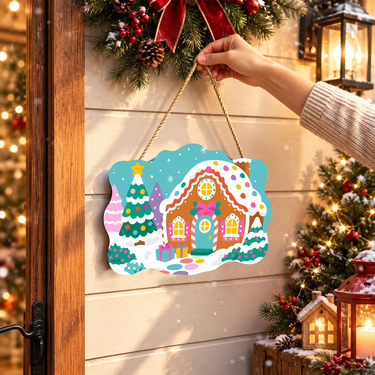 Gumdrop Gingerbread Cottage paint by numbers hanging sign – image 14