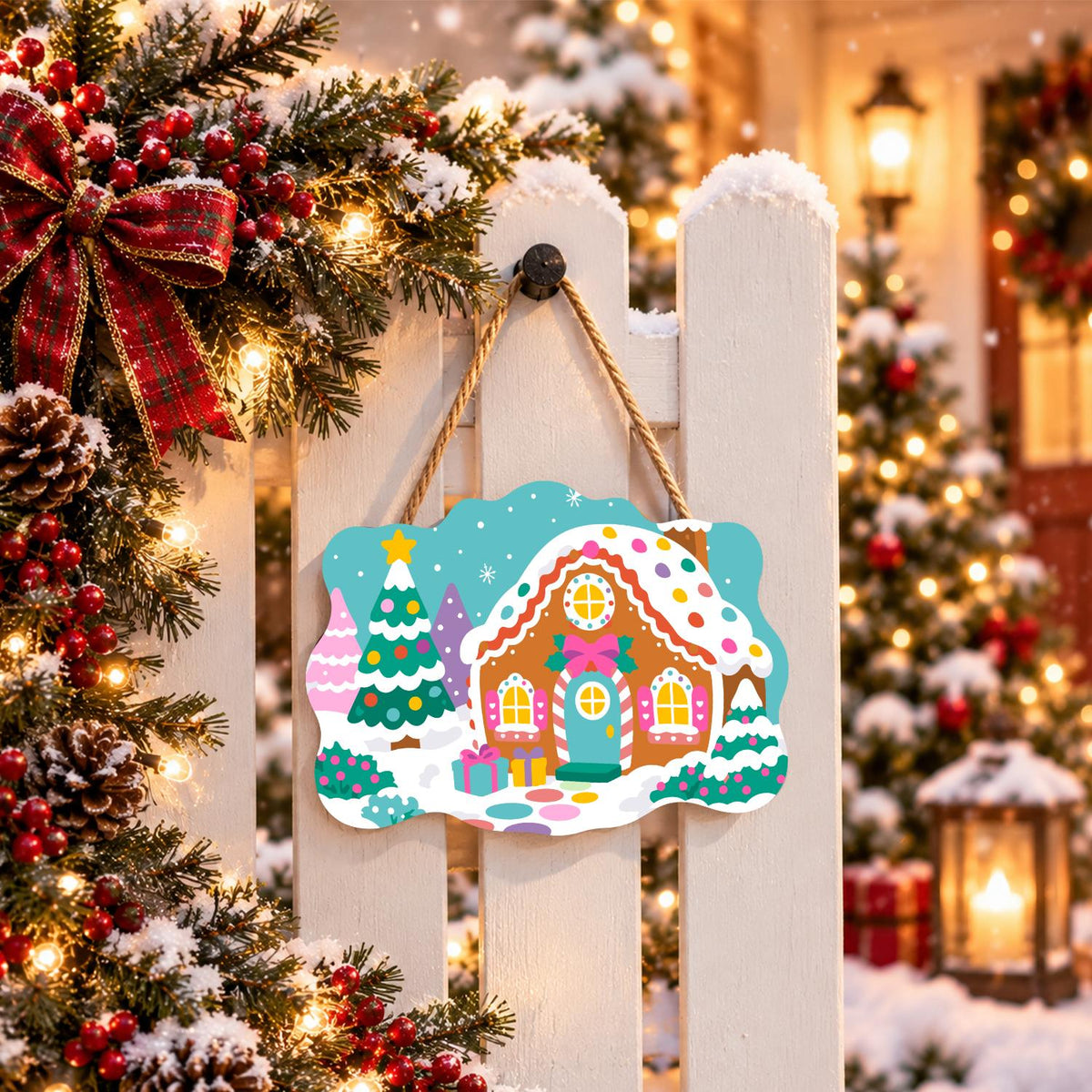 Gumdrop Gingerbread Cottage paint by numbers hanging sign – image 15