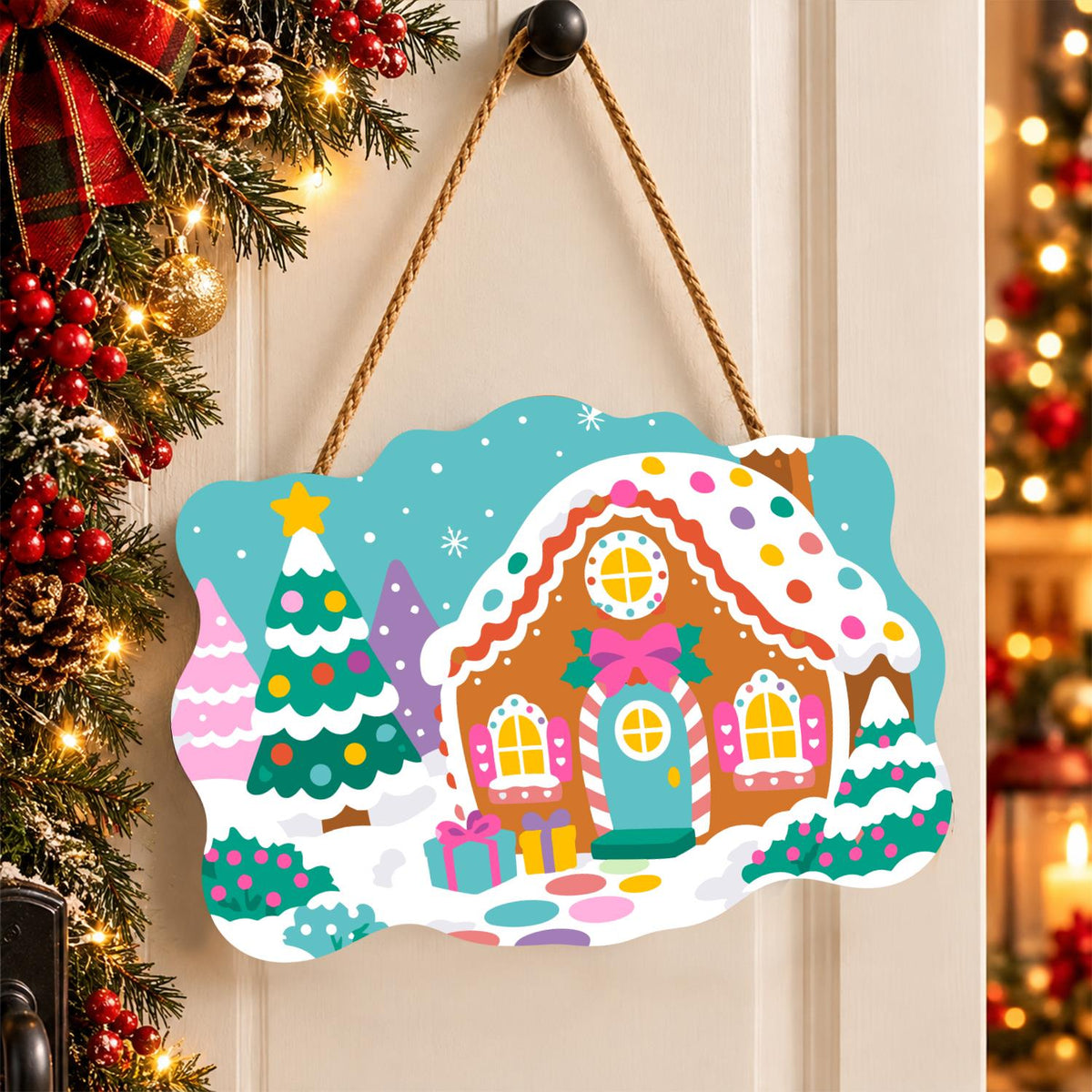 Gumdrop Gingerbread Cottage paint by numbers hanging sign – image 16
