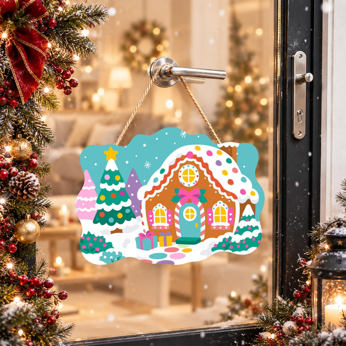 Gumdrop Gingerbread Cottage paint by numbers hanging sign – image 17