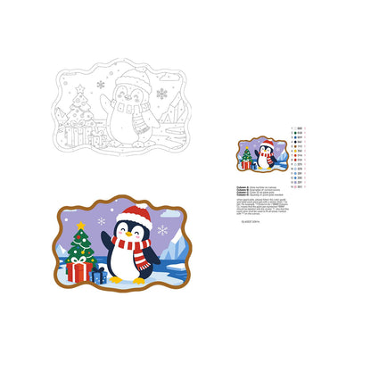 Waving Penguin by the Icebergs paint by numbers hanging sign – image 19