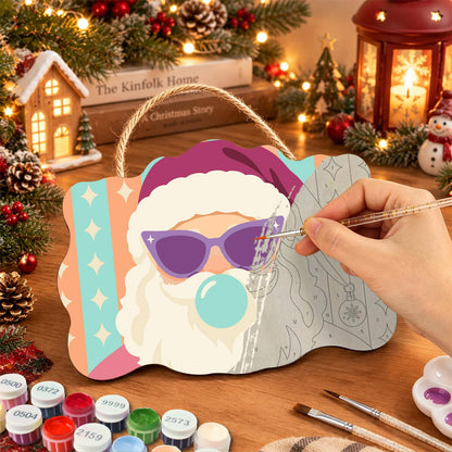 Cat-Eye Shades Santa on Pastels paint by numbers hanging sign – image 7