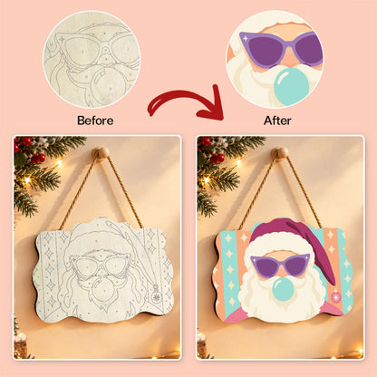 Cat-Eye Shades Santa on Pastels paint by numbers hanging sign – image 10