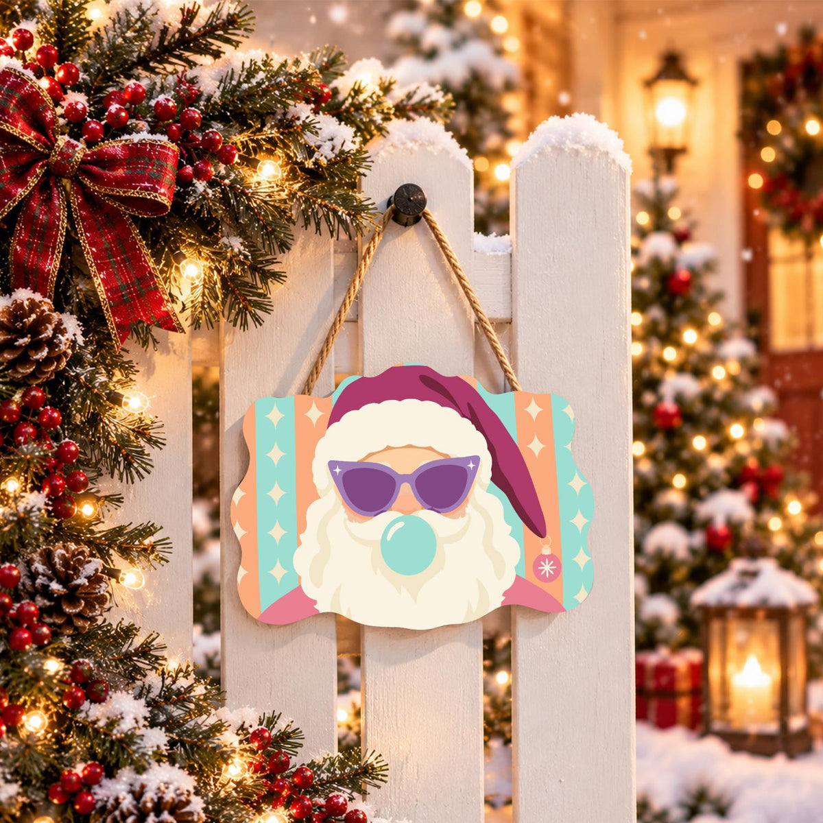 Cat-Eye Shades Santa on Pastels paint by numbers hanging sign – image 15
