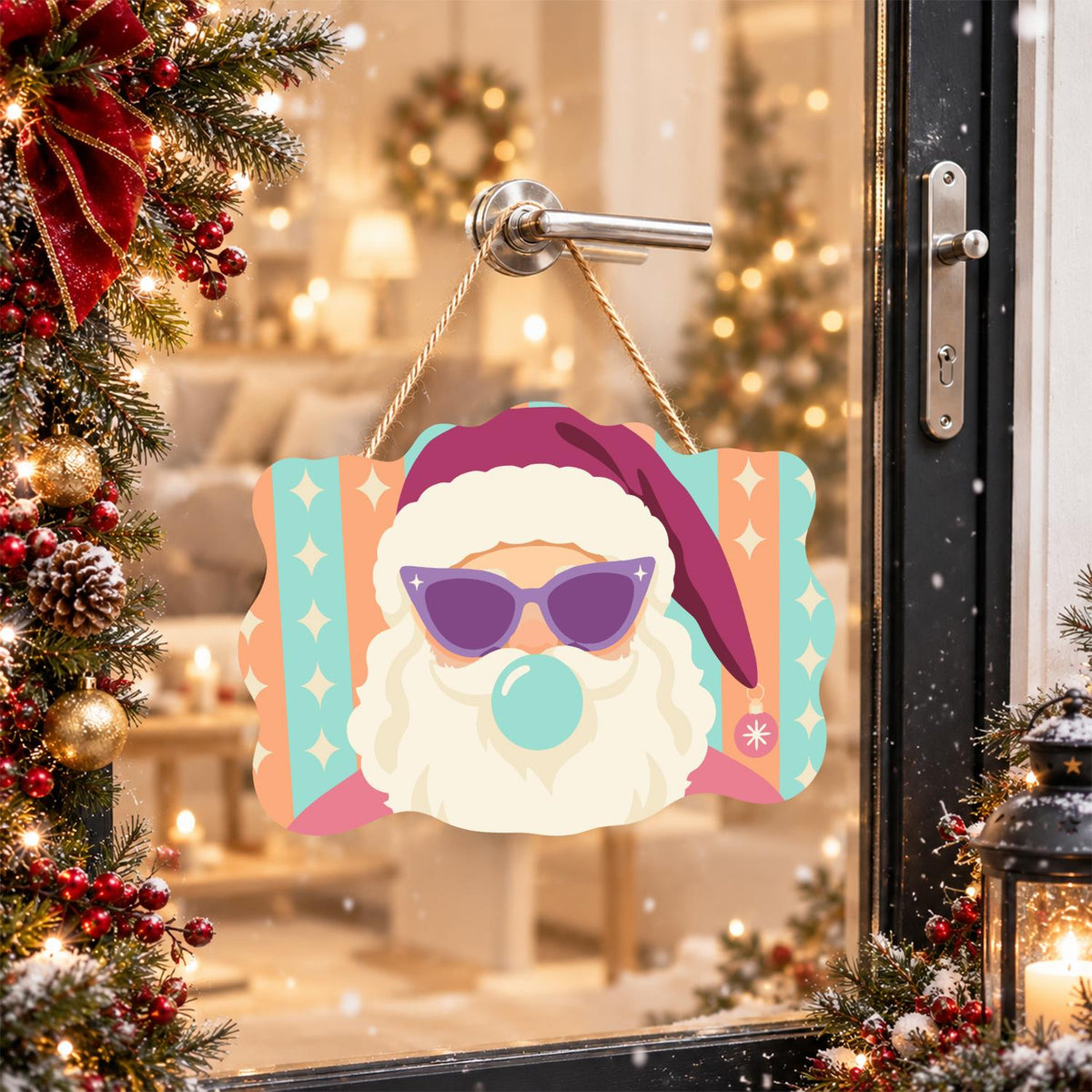 Cat-Eye Shades Santa on Pastels paint by numbers hanging sign – image 17