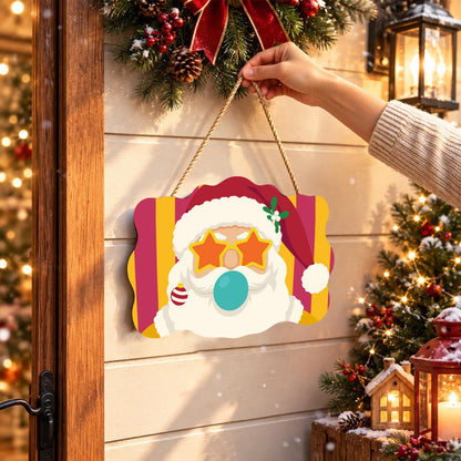Star Specs Santa with Teal Bubble paint by numbers hanging sign – image 14