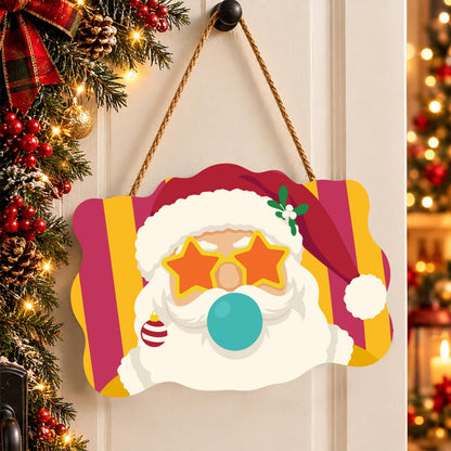 Star Specs Santa with Teal Bubble paint by numbers hanging sign – image 16