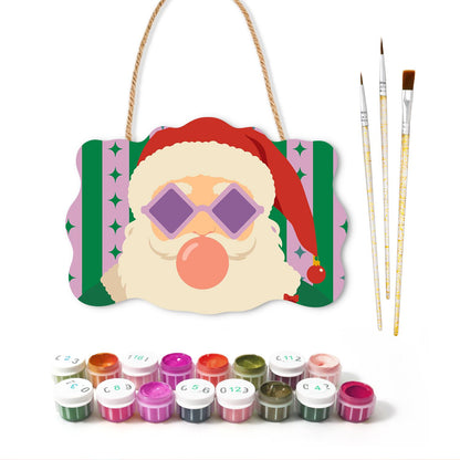 Coral Bubble Santa in Lilac Shades paint by numbers hanging sign – image 2