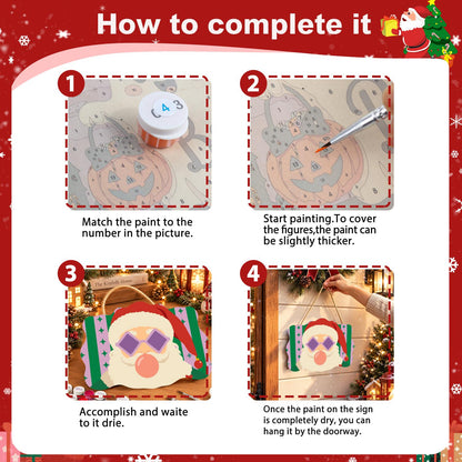 Coral Bubble Santa in Lilac Shades paint by numbers hanging sign – image 6