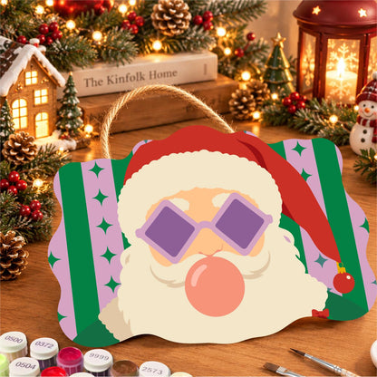 Coral Bubble Santa in Lilac Shades paint by numbers hanging sign – image 8