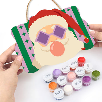 Coral Bubble Santa in Lilac Shades paint by numbers hanging sign – image 9